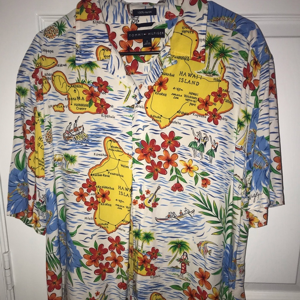Tommy Hilfiger Hawaiian islands print button down